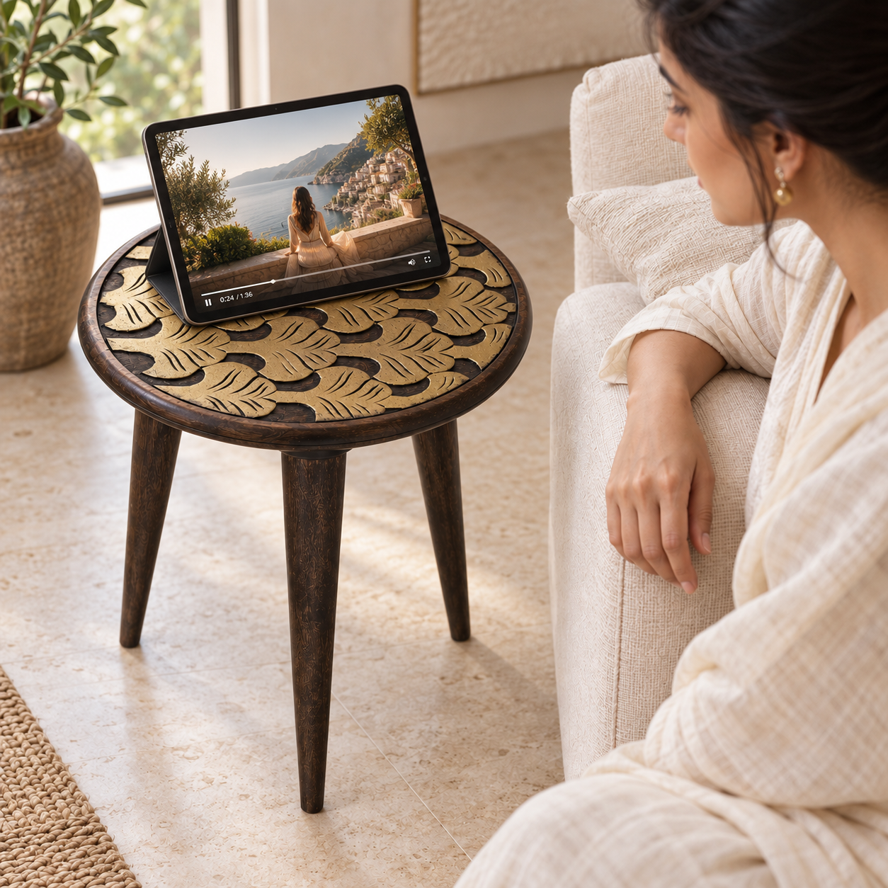 Aurelia portable table in Dubai home ELANORA