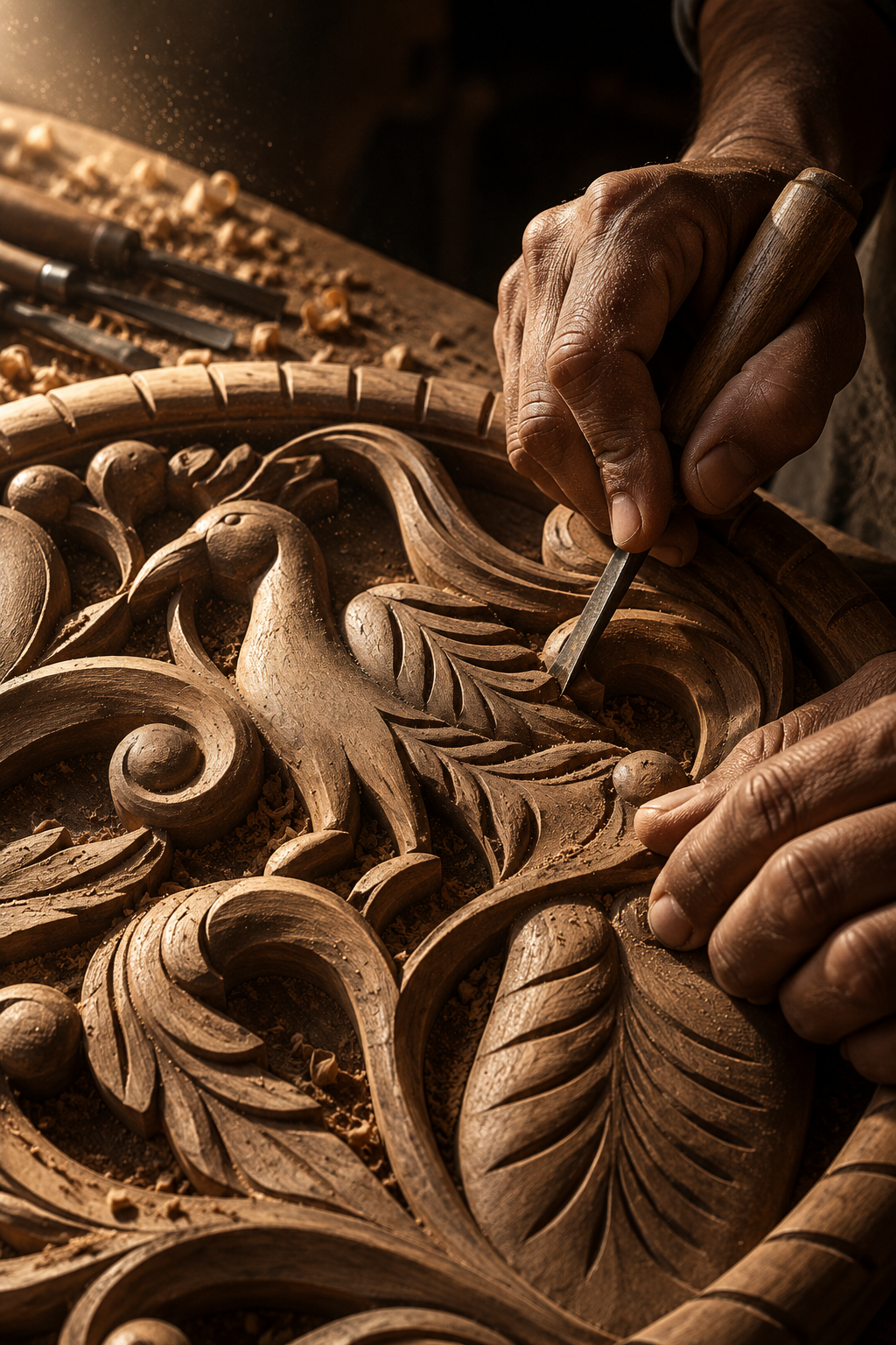 ELANORA handcrafted wall panel artisan carving